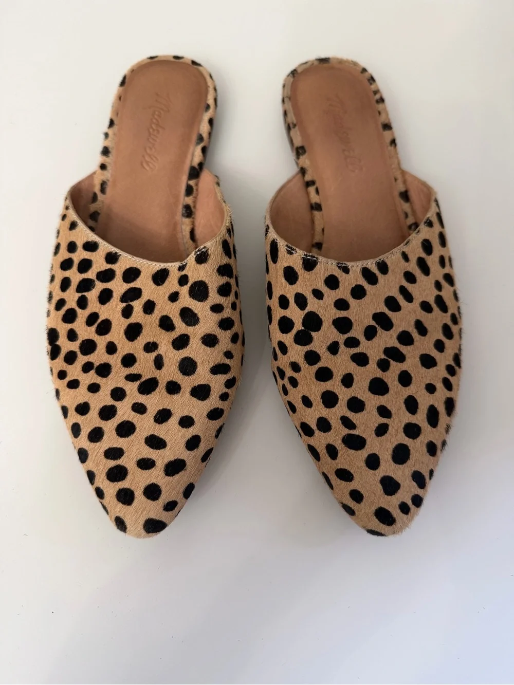 Madewell Leopard-Print Pointed Slip-On Mules in Tan and Black Size 7.5 - Picture 3 of 10